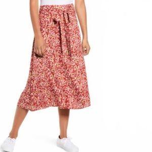 Unworn red floral midi skirt, from Nordstrom